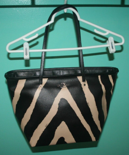 COACH Large Zebra Leather Purse/Tote Black & Tan … - image 1