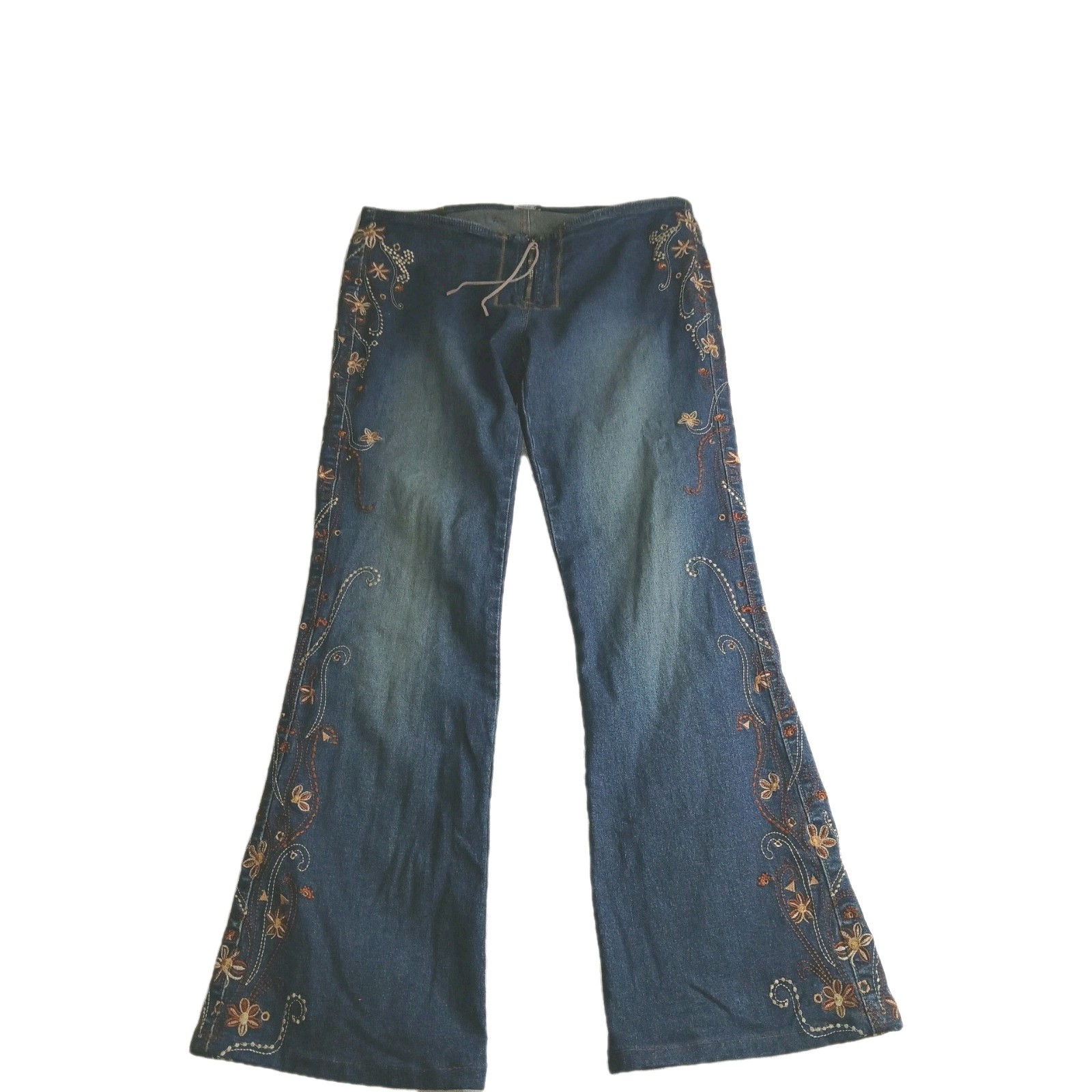 Vintage Women's Y2K Whimsigoth Z. Cavaricci Low Rise Floral Flare Jeans Size 11