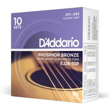 D Addario Phosphor Bronze Acoustic Guitar Strings Custom Light 11-52 Warm Tone