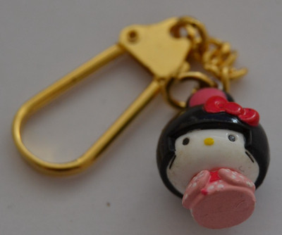 Selten Brandneu ohne Etikett Vintage 2003 Sanrio Hello Kitty Kimono Kokeshi Maskottchen Schlüsselanhänger Schlüsselring