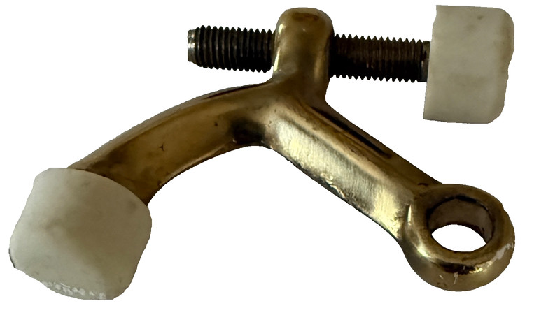 Vintage Brass Hinge Pin Door Stop – Adjustable with Dual Nylon Bumpers