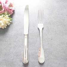 Cuchillo de mesa Christofle Vendome 2 piezas cubiertos plateados tenedor excelente