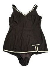 Vintage 1950s Imperial Black Skirted One Piece Swimsuit Pin Up small READ