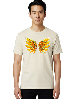 Golden-Crystal-Wings Mens Graphic Tee, 100% Cotton, Casual Summer Wear