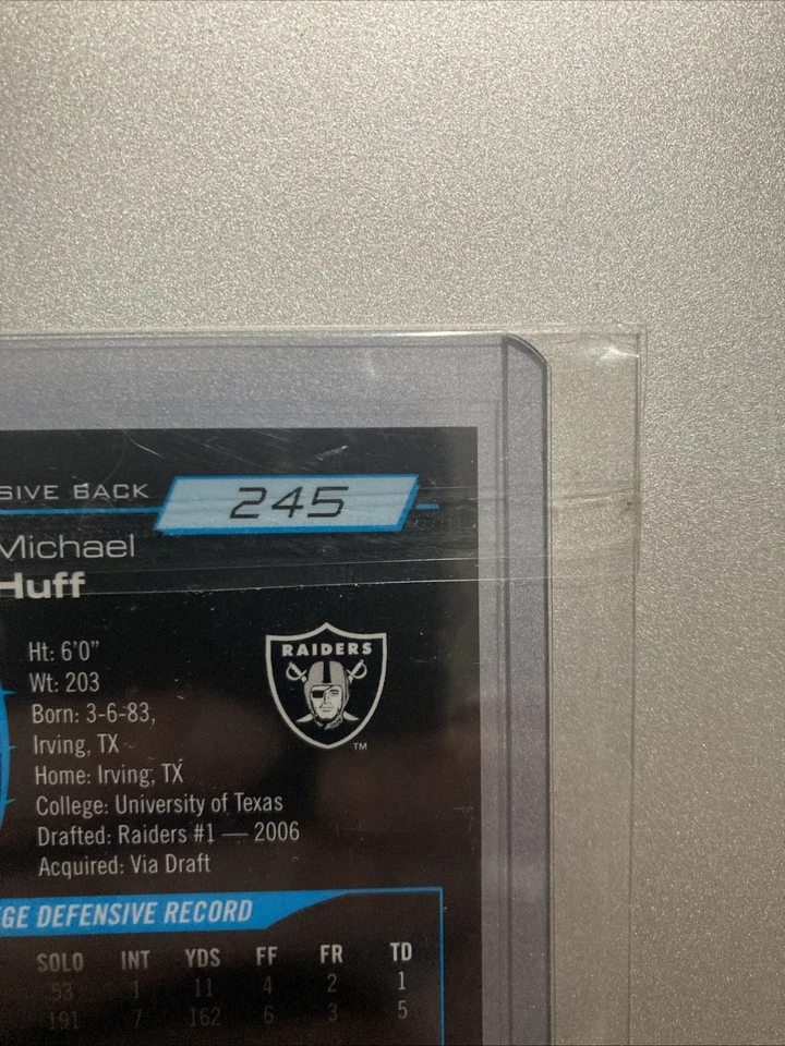 Bowman Chrome 2006 - Michael Huff #245 - Autógrafo de novato - Oakland Raiders Foto 4 de 4