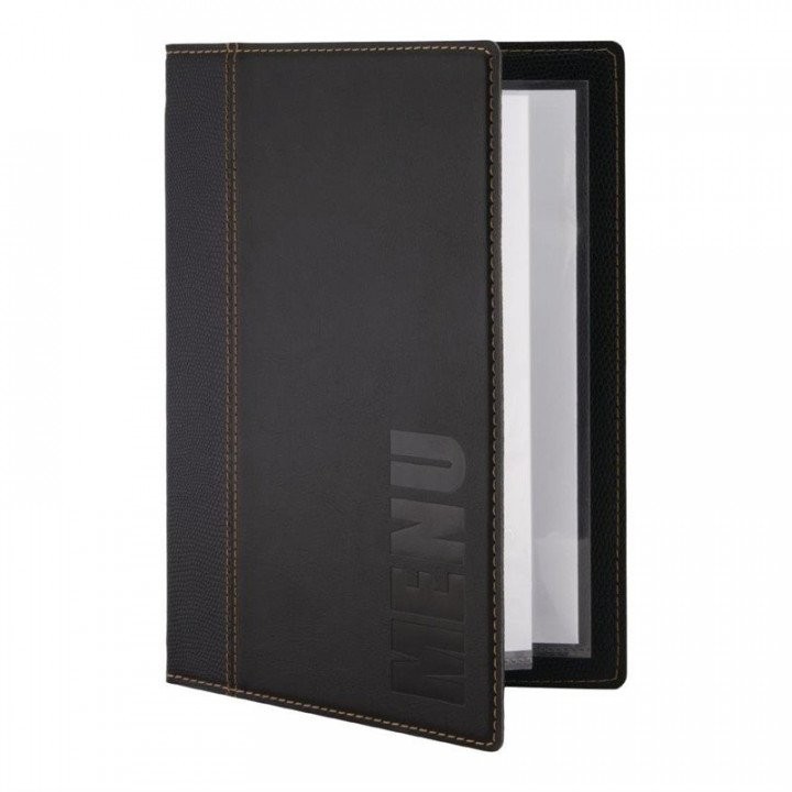 Protège-menu noir A4 étanche avec 4 pages transparentes anti-reflet