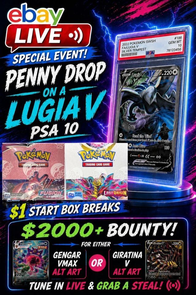 🔥PSA 10 LUGIA V PENNY DROP - $2000+ BOUNTY BOX BREAKS🔥 @SPORTCARDEXPO