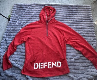 Size L Defend Paris Red 1/2 Zip Hoodie