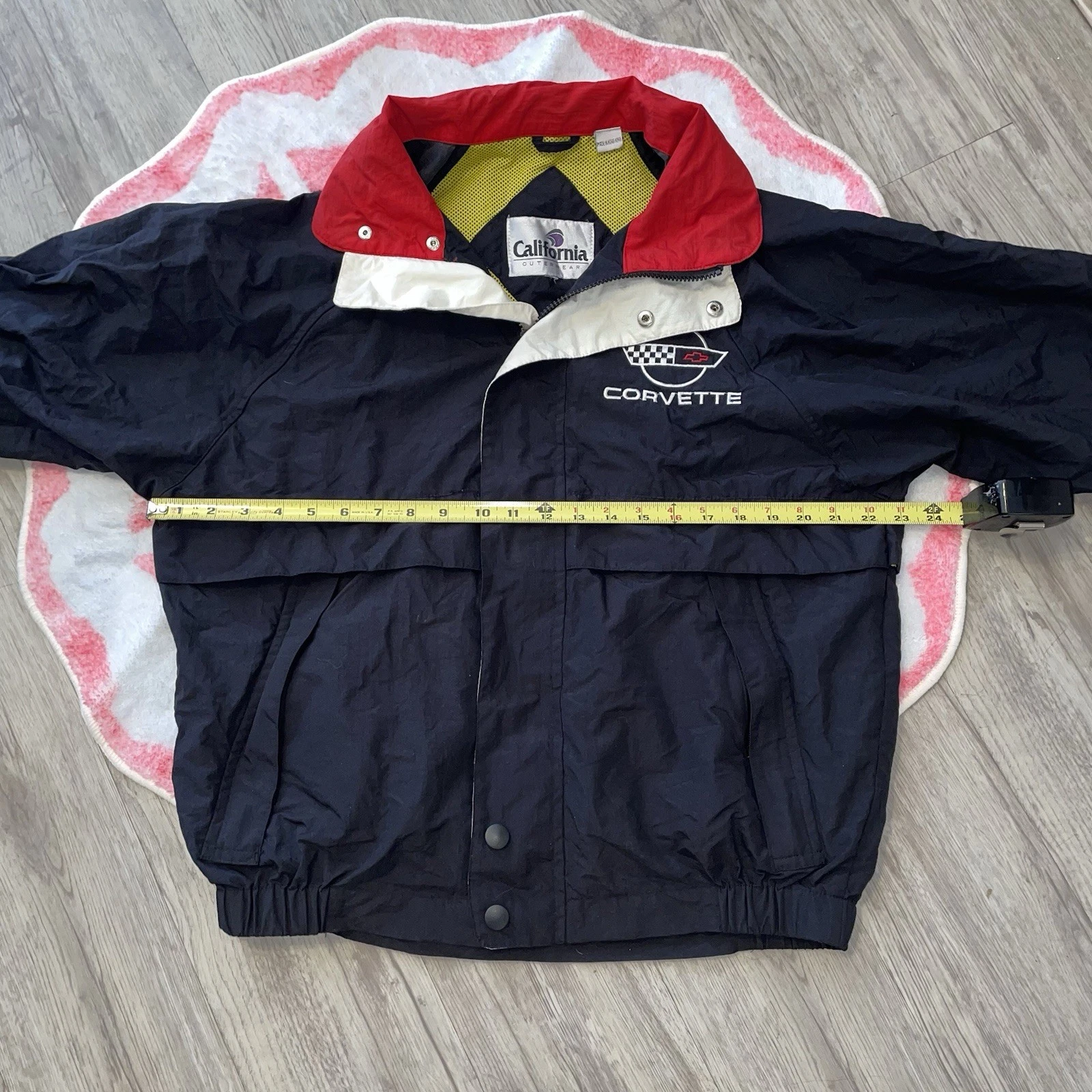 Vintage 90s California Chevrolet Corvette Black & Red Zip Up Jacket W/ Hood image 4