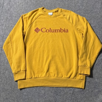 Vintage Columbia Sweatshirt Mens Large Yellow Logo Spellout Graphic Long Sleeves