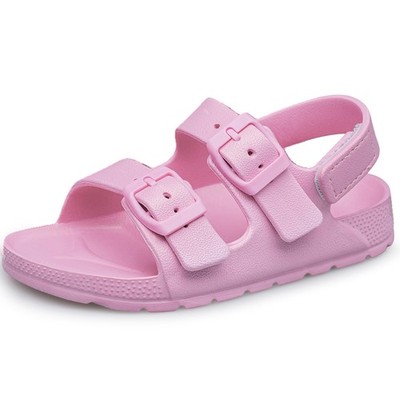 Girls Double Buckle Sandals Kids Children's Adjustable 3 Big Kid, Peach Pink