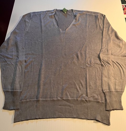 John Varvatos, John Varvatos Mens Gray Wool & Cashmere Blend -Neck Sweater Size