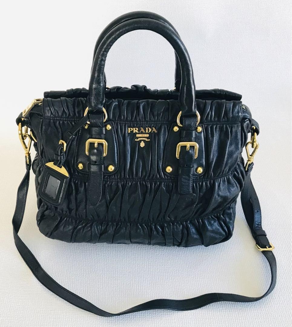 Prada Nappa Leather Gaufre 2-Way Luxury Shoulder Bag Crossbody Handbag