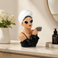 Formano BüSte Dame Mit Brille Und Tasse Aus Kunststein Gefertigt- 716972T