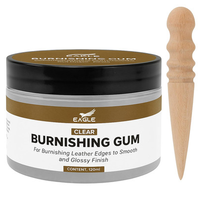 Leather Burnishing Gum Edge Finish Kit - Clear Edge Sealer, 4Oz with Wood Slicke