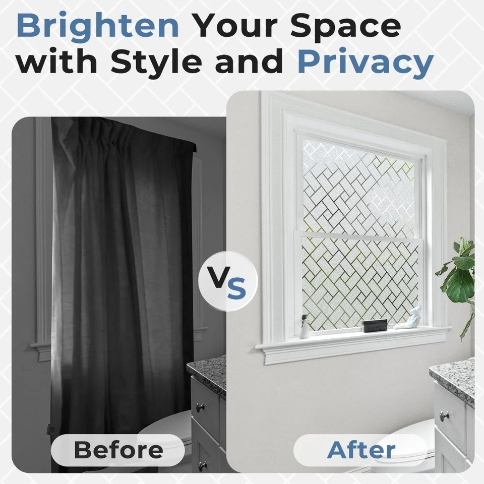 Rabbitgoo 窗户隐私膜磨砂静态粘贴贴纸装饰 Vinly — 第 3/4 张图片