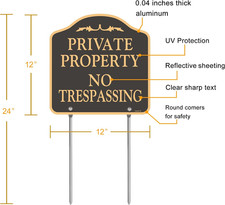 Large 2 Pack No Trespassing Signs Private Property Metal Aluminum Includes Yard