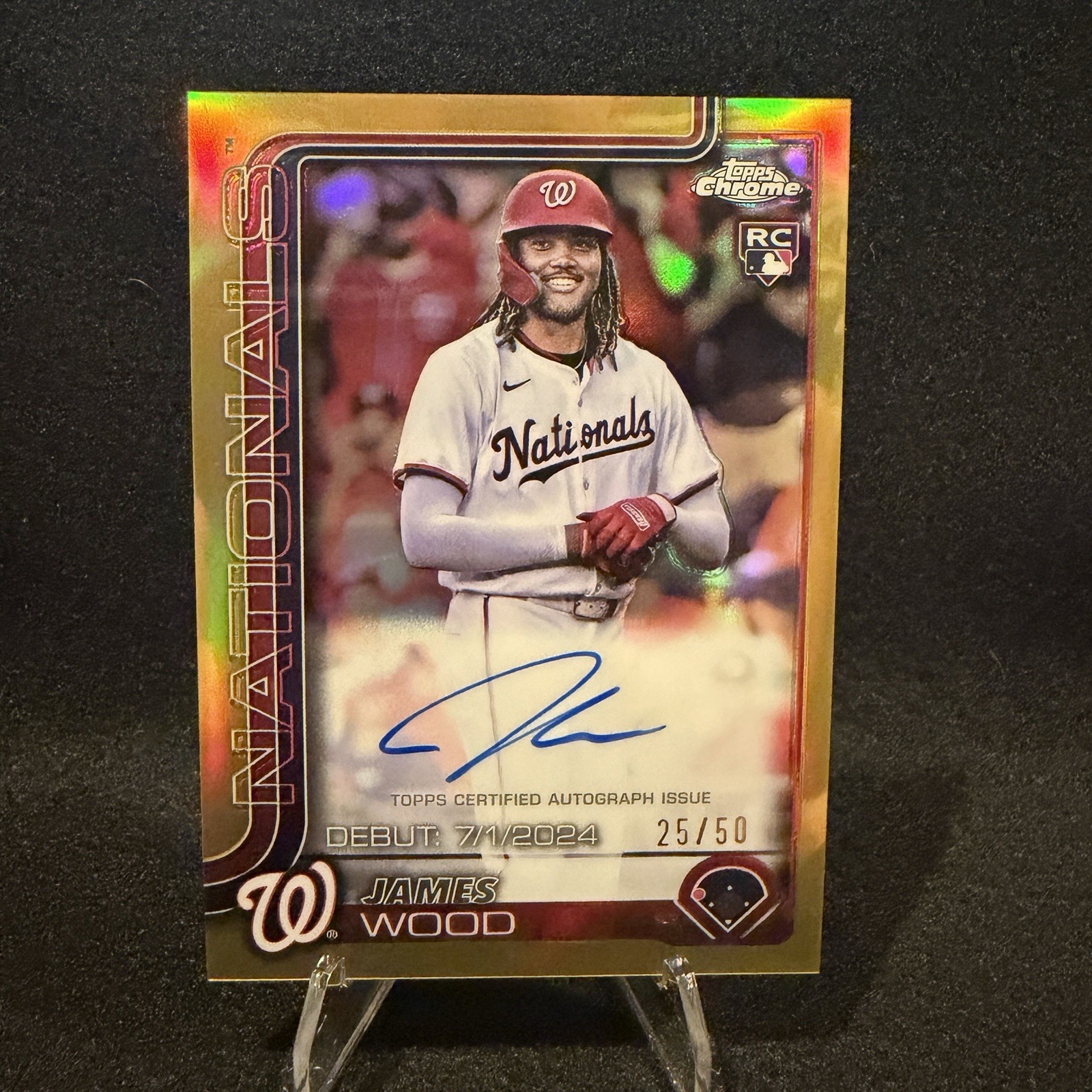 2025 Topps Chrome Update Rookie  Auto James Wood #CRDA-JWO Gold Refractor /50 