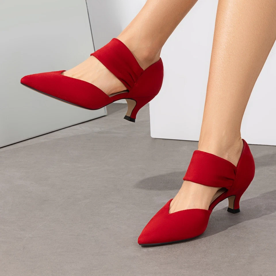 Женщин насосы низкий котенок каблуки вкратце носок работы офиса вечеринки свадебное платье туфли - Изображение 3 из 4