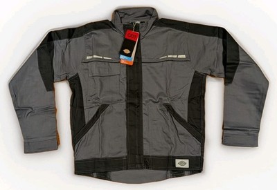 Dickies Work Jacket Small NWT Gray Black Full Zip Utility Reflective Coat