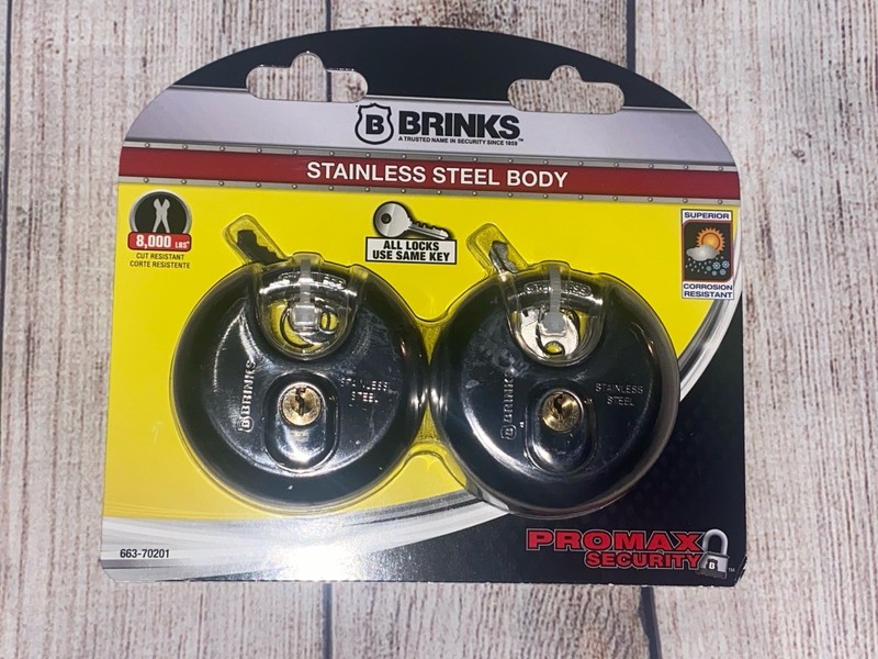 NEW 2 PACK BRINKS PRO MAX SECURITY PAD LOCKS 663-70201 SAME KEYS STAINLESS STEEL