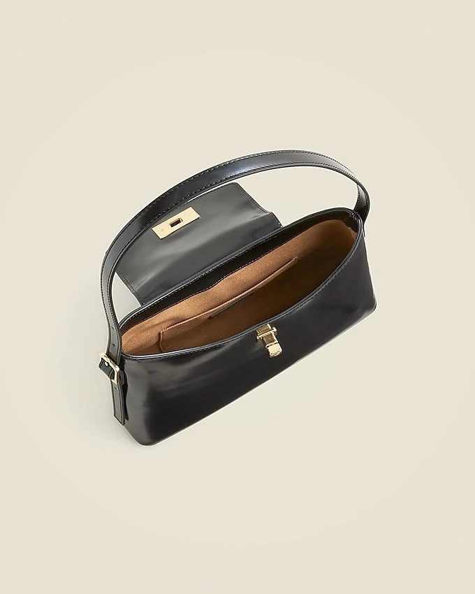 J. Crew вневременной универсальный Edie наплечная сумка в черной коже новый с Ярлыками - Изображение 2 из 4