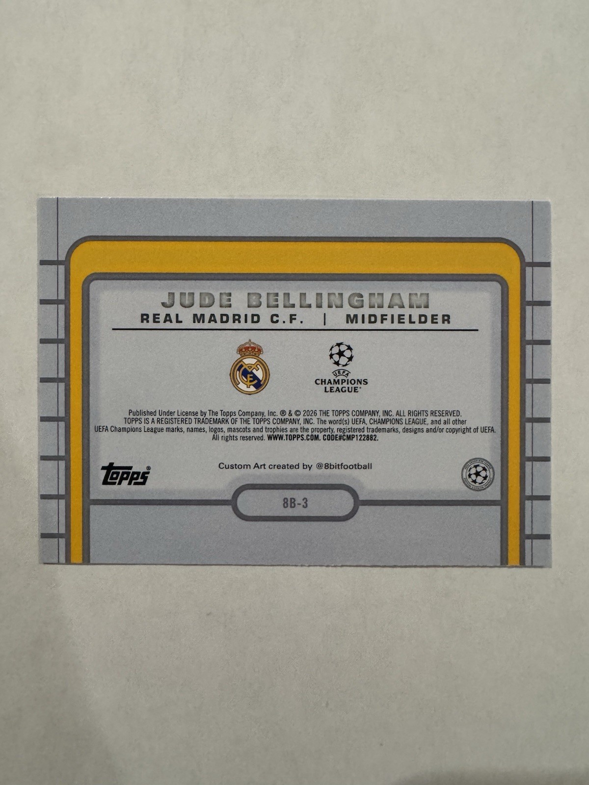 Topps Jude Bellingham Real Madrid 8-Bit Shots Insert #8B-3 UEFA 2025-26 view 2