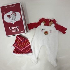 American Girl Doll Bitty Baby Reindeer Pajamas Outfit Sleeper Hat Christmas
