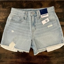 Old Navy High Rise Built-in Tough Distressed Jean Shorts Youth 14 NWT Light Wash