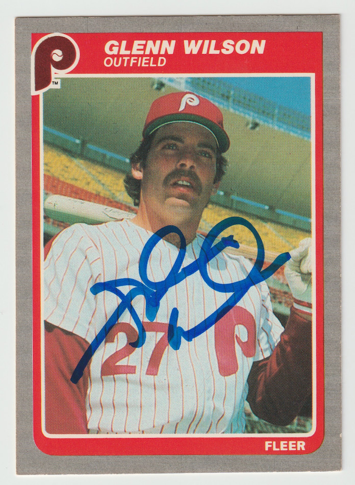 1985 FLEER #268 GLENN WILSON HAND SIGNED AUTOGRAPH CARD COA PHILADELPHIA PHILLIE