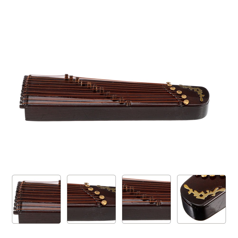 Reusable Brown Miniature Guzheng Ornament Creative Home Adornment