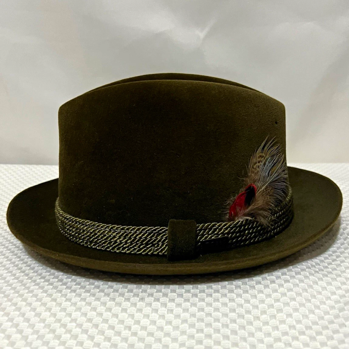 Sombrero Fedora Dobbs Hunter Para Hombre Fieltro Verde Patrón Sólido Forrado, Talla 7