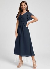 Women’s Dark Navy Chiffon Midi Dress NWT- JJ’s House/ Size 10