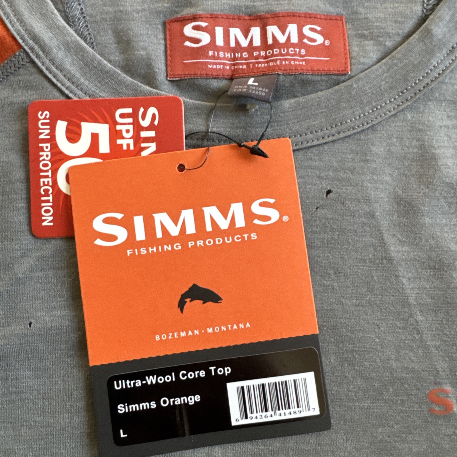 Simms Fishing Ultra-Wool Core Top Layer Mens LG Orange NEW wTags 60% OFF!
