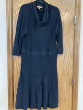 Ellen Tracy Sweater Dress, Black, Size XL, Cotton/Rayon/Nylon, Ribbed/Pleated