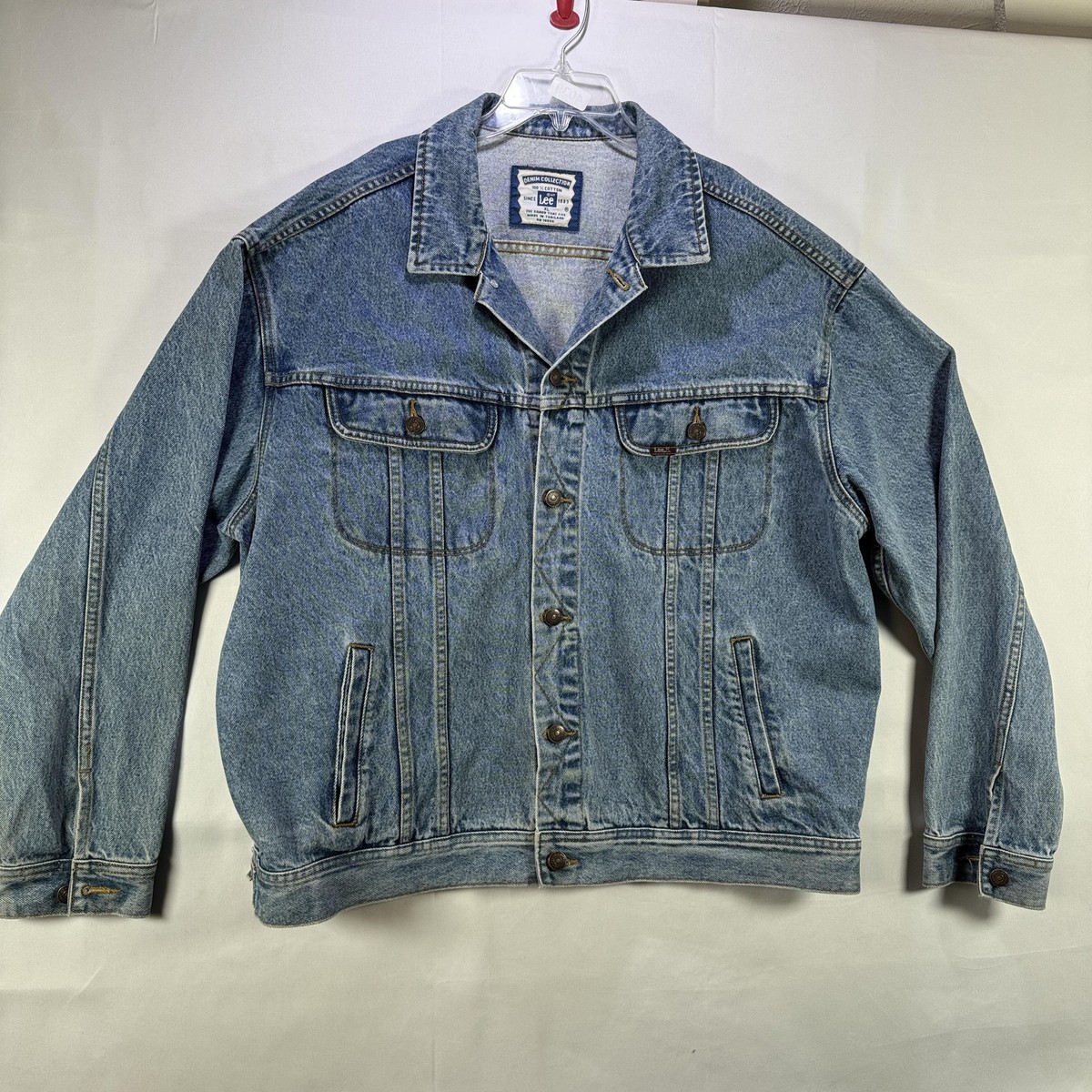 Vintage Lee Storm Rider Denim Jacket Mens XL Christian 