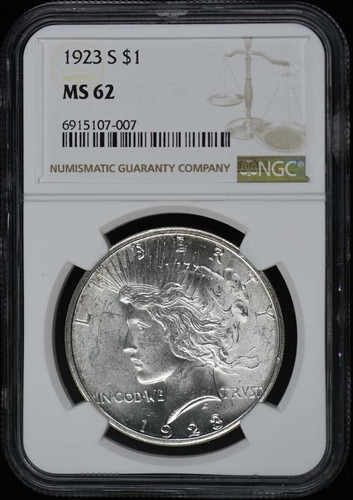 1923-S Peace Dollar S$1 NGC MS62 - Picture 1 of 2