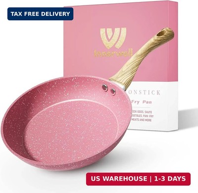 Innerwell 8-Inch Pink Nonstick Egg Pan, PFOA-Free Stone Cookware Skillet, Induct