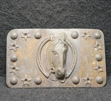 WH11128 VINTAGE 1950s  HORSE IN HORSESHOE  WESTERN ANIMAL BELT BUCKLE