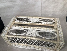 Vintage Rattan Wicker Tissue Box Cover Holder 70s  Boho Bathroom 10" X 5"