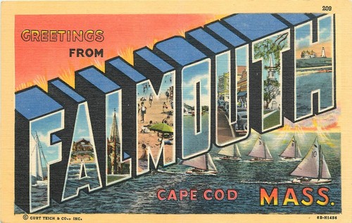 1940s Falmouth Cape Cod Massachusetts Large Letters multi View Postcard ...