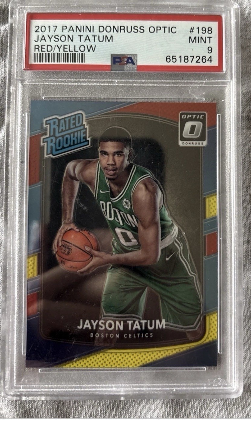 2017-18 Panini Donruss Optic Rated Rookie Jayson Tatum #198 RED/YELLOW**PSA 9**
