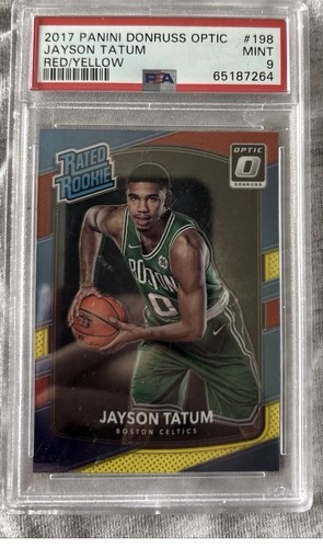 2017-18 Panini Donruss Optic Rated Rookie Jayson Tatum #198 RED/YELLOW**PSA 9**
