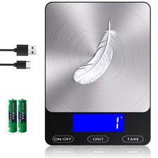 Food Scale -33lb Digital Kitchen Scale for Food Ounces Grams Rechargeable 304...