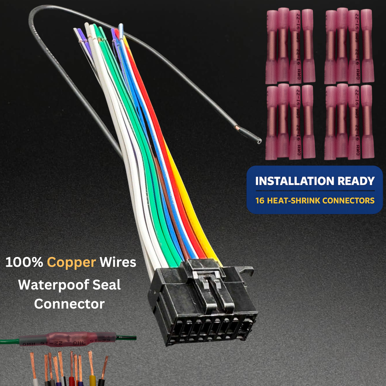 POWER WIRE HARNESS FOR KENWOOD KDC-BT23 KDCBT23 KIT WITH CONNECTORS