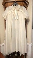 Gotham Gold Stripe 50s White Bridal Lingerie Robe Chiffon Peignoir Size Small