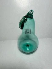 Vintage Liberty Craft Works Hand Blown Pear Green 5” Glass (gl)