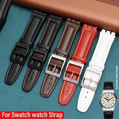 Genuine Leather Watch Strap for Swatch Ycs Yas Ygs Irony Cowhide Watchband Men W