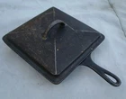 Vintage Wagner Ware Sidney -O- Cast Iron Square Skillet #1218F Cast Iron Lid Too