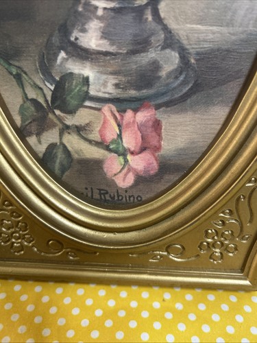 Vintage Gold SYROCO Cecil Rubio Floral Hanging Wall Decor Pictures 8”x21” Lot 2 - Picture 17 of 20